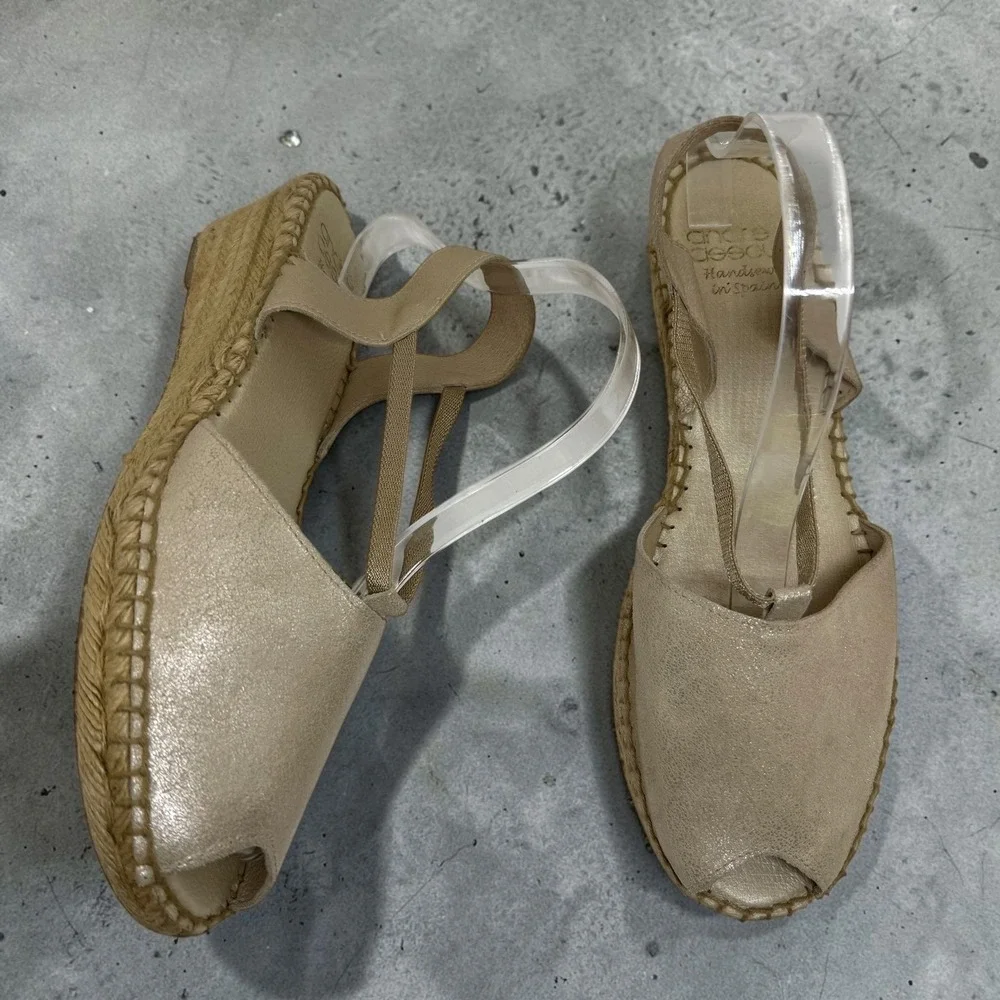 Andre Assous Dainty Espadrilles Wedge Suede Shimmer Boho Resort Wear 41 / US 10